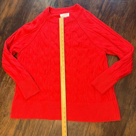 Aerie unREAL Cable Crew Sweater Oversized Solid Red Women's Size Small Cozy - Picture 3 of 14